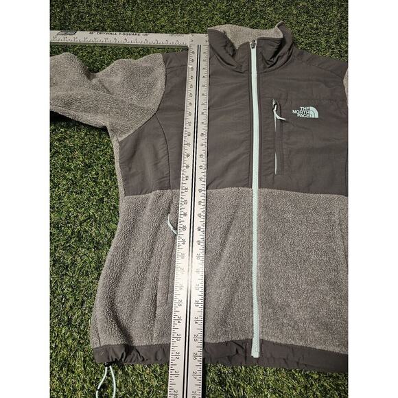 The North Face Women Full Zip Fleece Polartec Jacket L Gray Mint Trim W Pockets - Picture 6 of 8